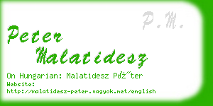 peter malatidesz business card